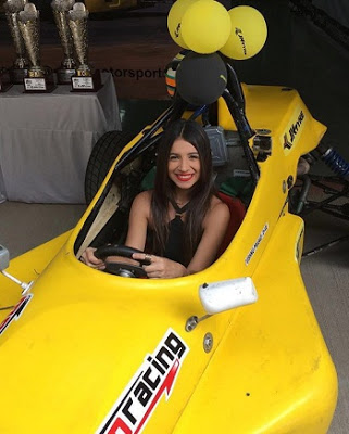 Benafsha in a race Car