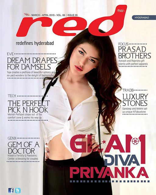 Priyanka Jawalkar in red Magazine cover page